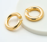 David Markstein Gold Tone Bronze 7.5mm Polished 1-1/2" Hoop Earrings
